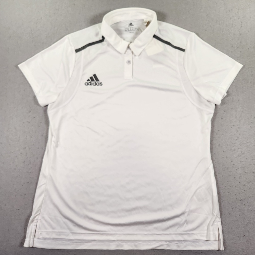 Women's Adidas AeroReady Short Sleeve Polo Shirt Size Medium White Polyester NWT